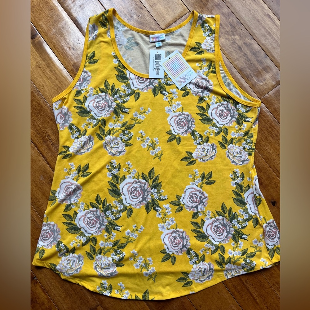 NWT Lularoe Floral Yellow Tank Top 2X
